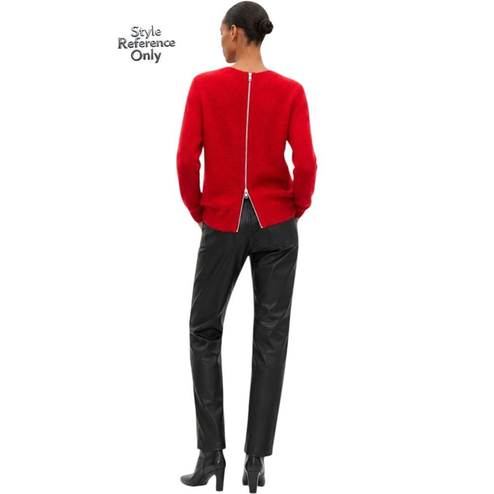 The Kooples Red Mohair Open Knit Back Zip Sweater Size Large Sheer EUC